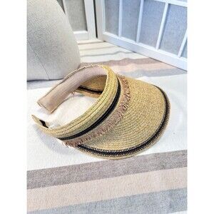TAHARI Wide Brim Straw SUN VISOR